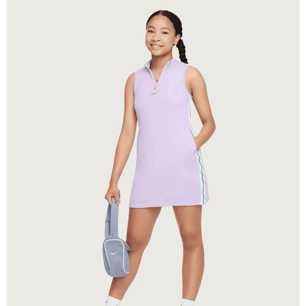 Nike Sportswear Girls Dress XL Lavender Purple Green 1/4 Zip Mini FV0192-515 - Picture 1 of 7